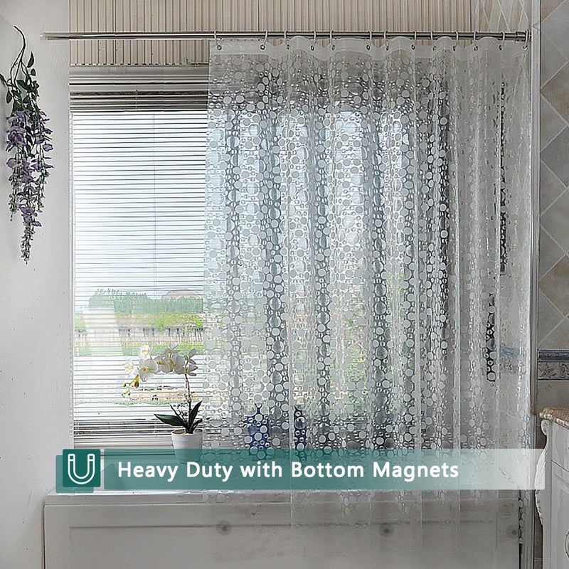 jssablo Shower Curtain Liner, 100% Waterproof Peva Shower Curtains with 3 Duty Heavy Bottom Magnets and 12 Rust Proof Grommets, 72x72 Weighted Shower Liner for Shower Stall, Bathtubs - Image 3